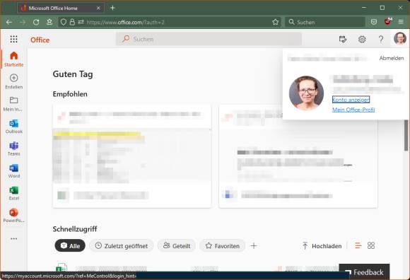 Screenshot Microsoft-Konto 