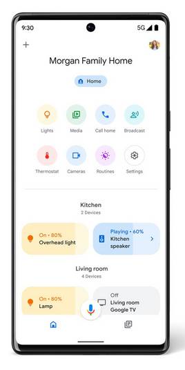 überarbeitete Google-Home-App