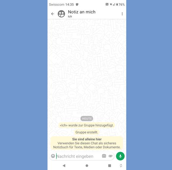 Threema mit der Notiz-an-mich-Gruppe 