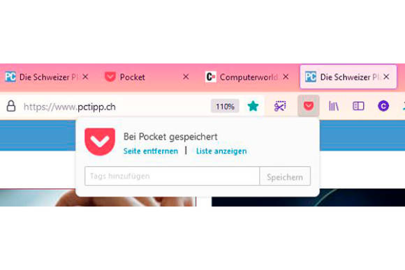 Webseite zu Pocket hinzufügen 