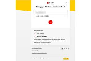 Post-Webseite mit SwissID-Login