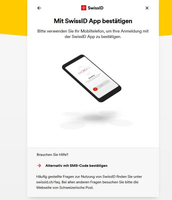 Das Login muss bestätigt werden