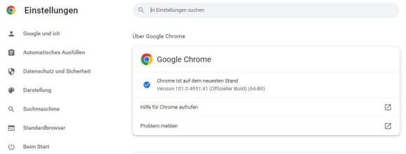 Update-Info in Chrome