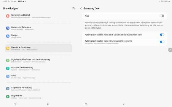 Einstellungen Samsung DeX