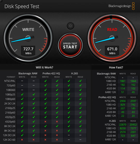 Screenshot aus dem Disk Speed Test