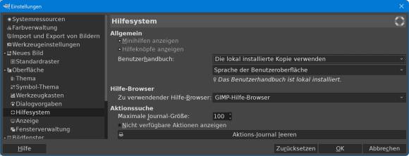 Screenshot GIMP-Einstellungen
