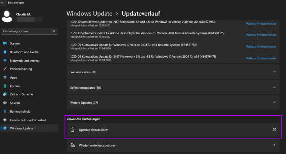 Windows-Update-Einstellungen unter Windows 11 