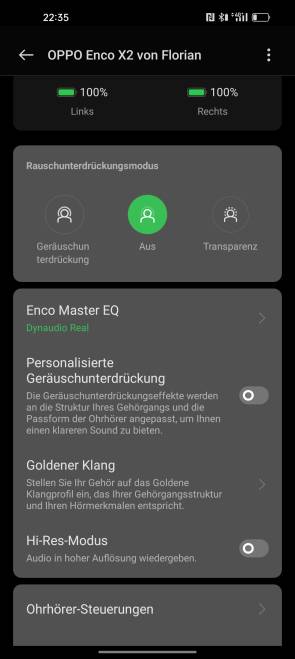 Screenshot aus der Oppo-App