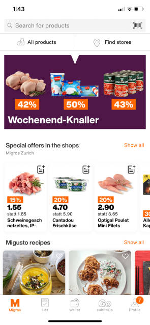 Screenshot Migros-App