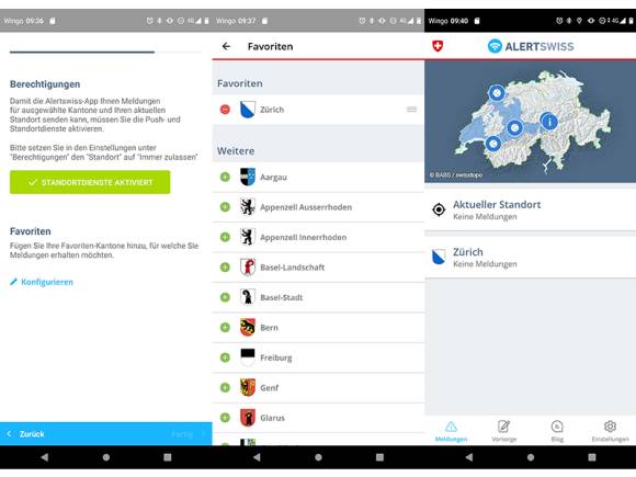 Alertswiss-App für Android 