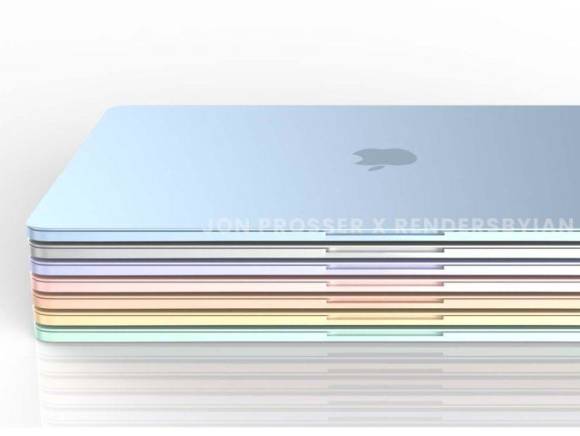 Ein Stapel MacBooks in verschiedenen Farben