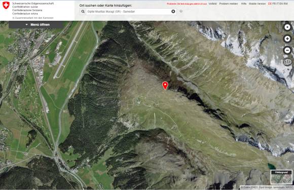 Screenshot aus der map.geo.admin.ch-Webseite 