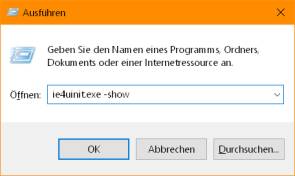 Ein Ausführen-Fenster mit einem Kurzbefehl