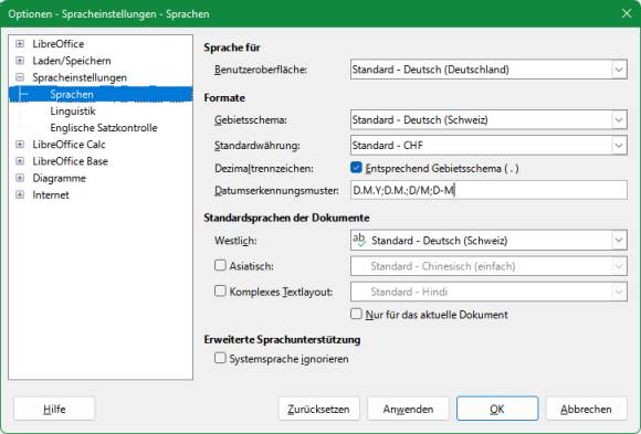 Die Datumserkennungsmuster in LibreOffice Calc