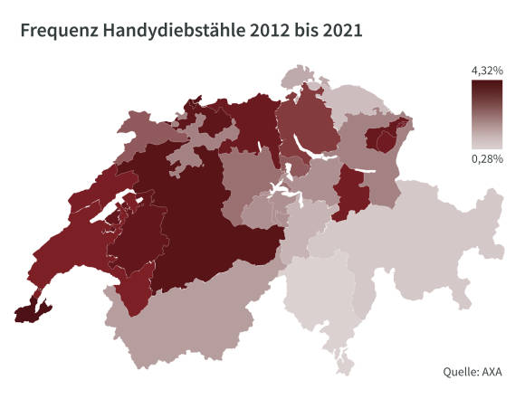Handydiebstähle 2012 bis 2021