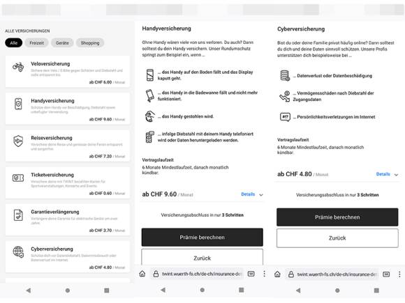 Twint+: Versicherungen