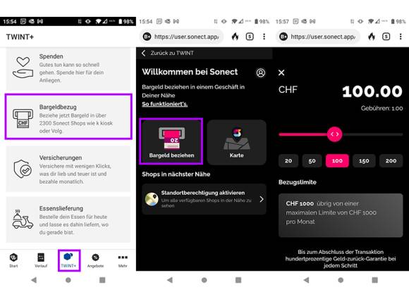 Twint-App: Bargeld abheben