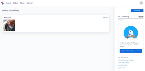 Screenshot myCloud der Swisscom
