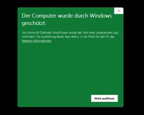 Die Meldung teilt mit, dass SmartScreen die Datei blockiert hat