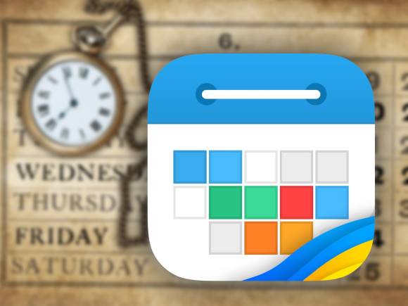 Im Vordergrund ist das Programmsymbol von «Calendars» zu sehen, im Hintergrund ein unscharfer, antiker Kalender aus Papier Im Vordergrund ist das Programmsymbol von «Calendars» zu sehen, im Hintergrund ein unscharfer, antiker Kalender aus Papier