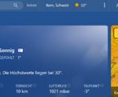 Screenshot der falschen Wetterangabe aus dem Microsoft-Wetter