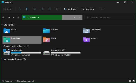 Windows 11 Datei-Explorer ohne Navigationsbereich 