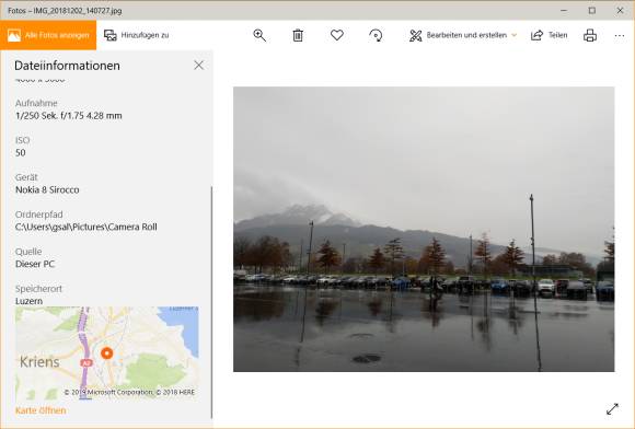 Screenshot aus der Windows-Fotos-App 