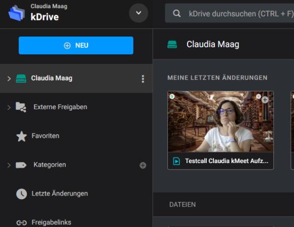 Die Videomeeting-Aufzeichnung in kDrive