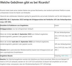 Neue Gebühren Ricardo.ch