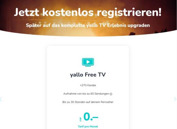 Yallo Free TV Einstieg 