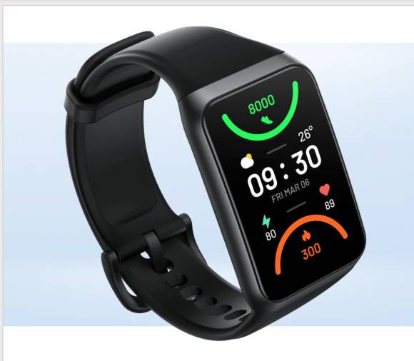 Ein Fitnesstracker, der ein wenig wie eine Smartwatch aussieht, in Schwarz