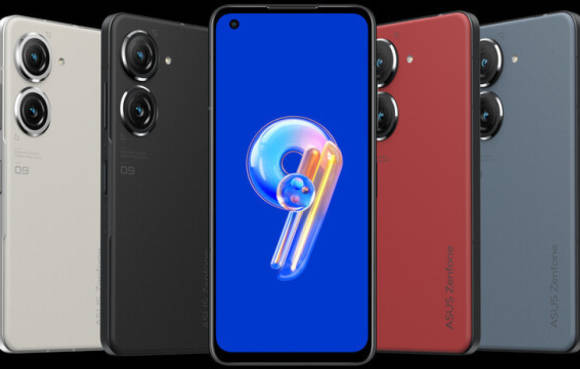 Das Zenfone 9 in Weiss, Schwarz, Rot und Graublau 