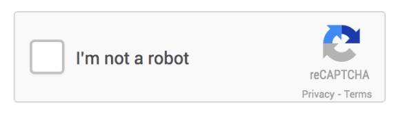 Screenshot eines Captchas zeigt ein Ankreuzkästchen mit dem Text "I'm not a robot"