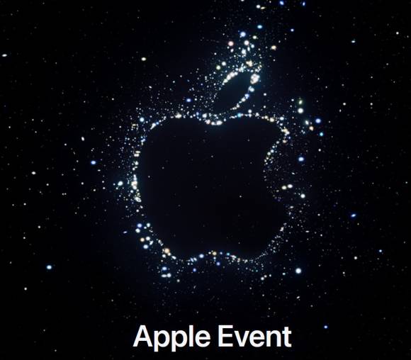 Weisse Punkte formen auf schwarzem Hintergrund ein Apple-Logo 