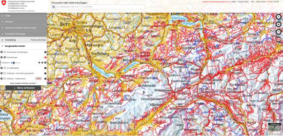 Screenshot der Swisstopo-Karte im Webbrowser 