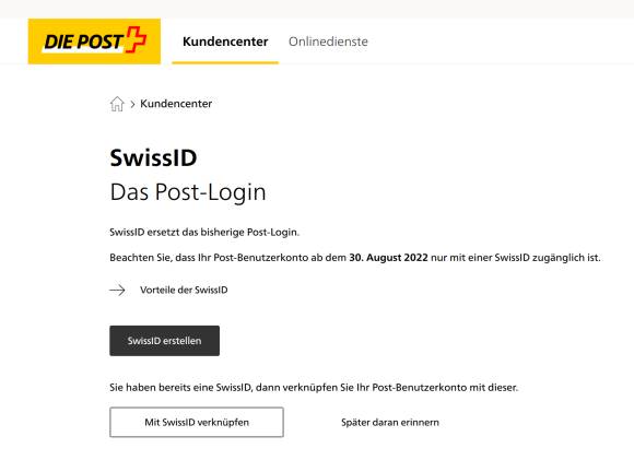 Login-Info informiert über die Optionen der SwissID