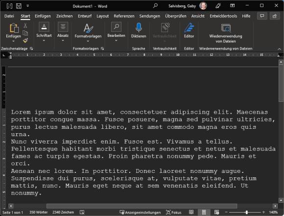 Beispiel des Lorem-Ipsum-Blindtextes in Word 