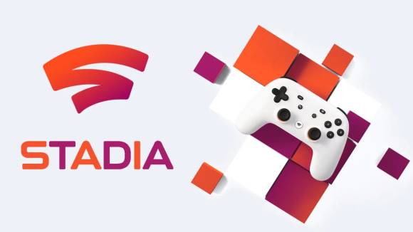 Stadia-Logo und ein Gamecontroller 