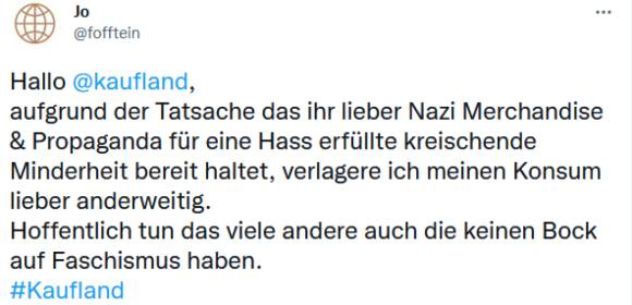 Tweet als Reaktion auf Kauflands Stellungnahme