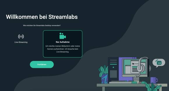 Startbildschirm Streamlabs Desktop 