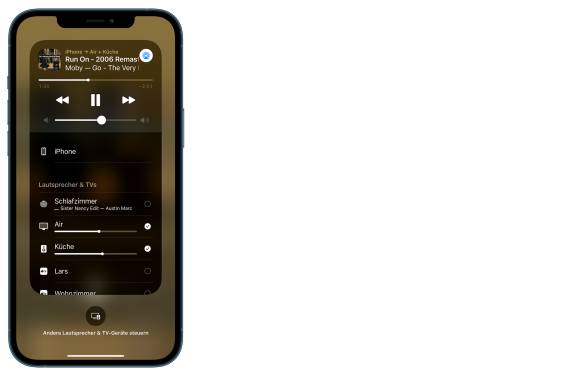 Im Kontrollzentrum des iPhones werden mehrere Lautsprecher zusammengefasst
