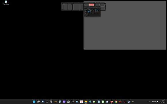 Ein Windows-Desktop. Oben die Snap-Funktionen