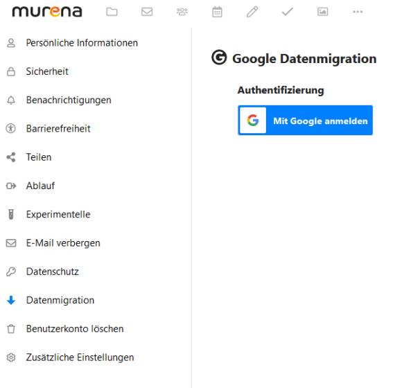 Menüpunkt Datenmigration