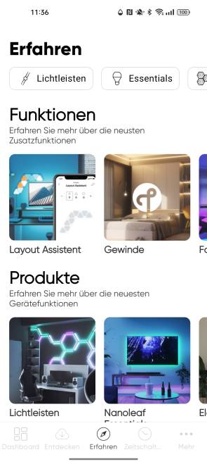 Screenshot der Nanoleaf-App