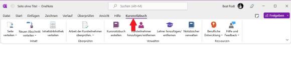 Kursnotizen-Funktion im Online-Tool OneNote