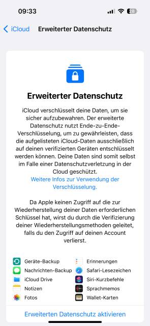 Sicherheitsmenü iPhone