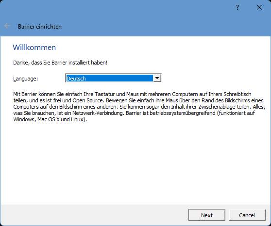 Wählen Sie bei Bedarf Deutsch aus Der Installationsdialog unter Windows, mit der Sprachauswahl