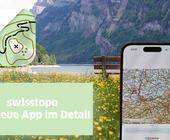 Swisstopo-Logo und die App auf einem Smartphone