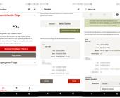 Drei Screenshots aus der Swiss-App zeigen den Weg zum Check-in