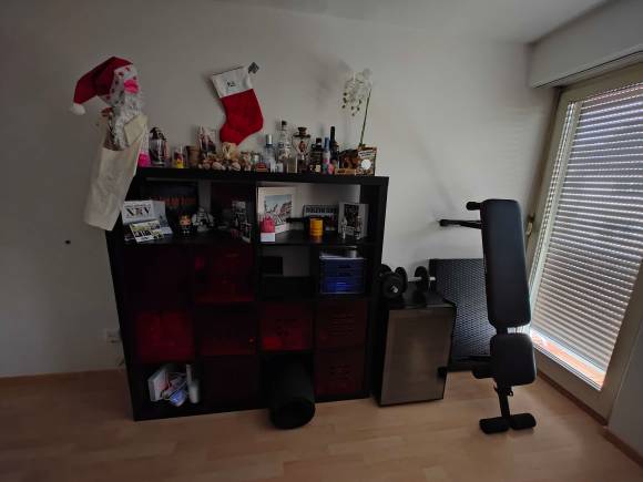 Bild eines Wohnzimmer-Regals, hier mit schlechten Lichtverhältnissen